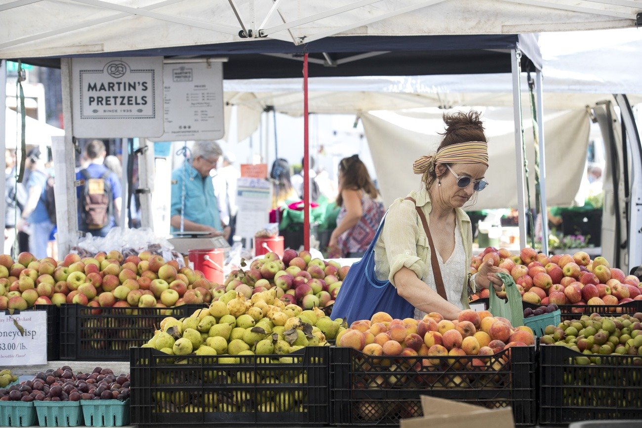 shopping at farmer's markets to support sustainable food systems