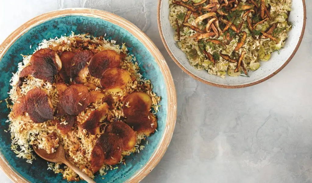 Mark Bittman's recipe for Brown Rice and Brussels Sprout Pilaf with Shiitake Bacon