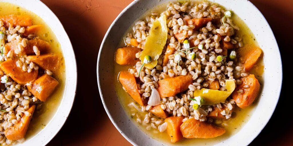 Carrot and Farro Stew from Abra Berens Grains Cookbook "Grist"