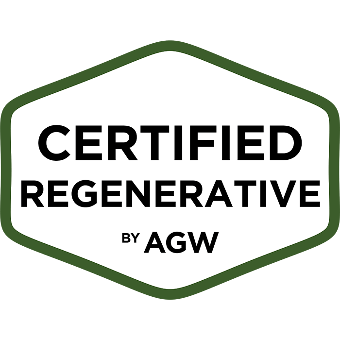 certified regenerative by AGW text in green border
