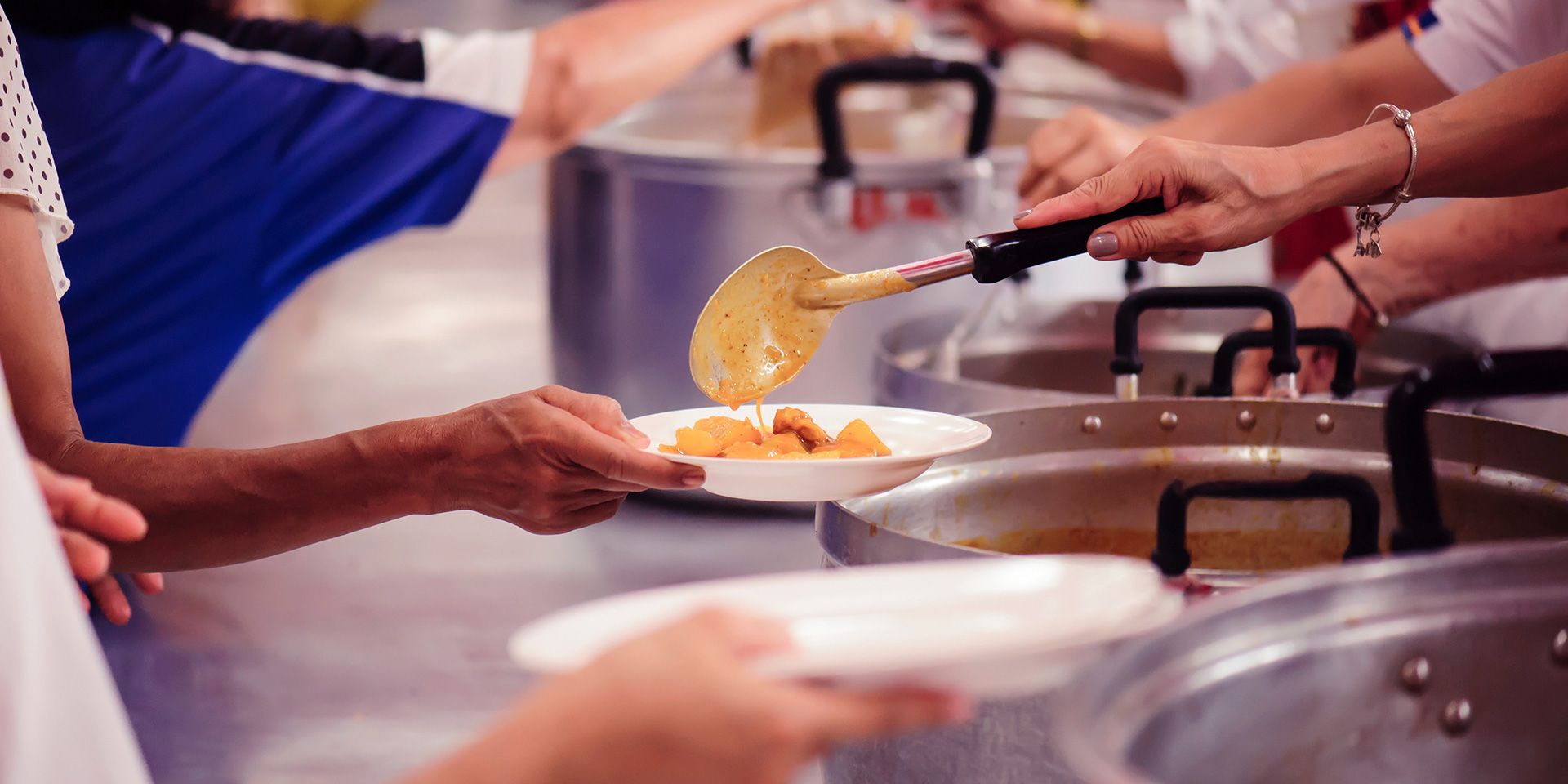 Soup kitchen serving food