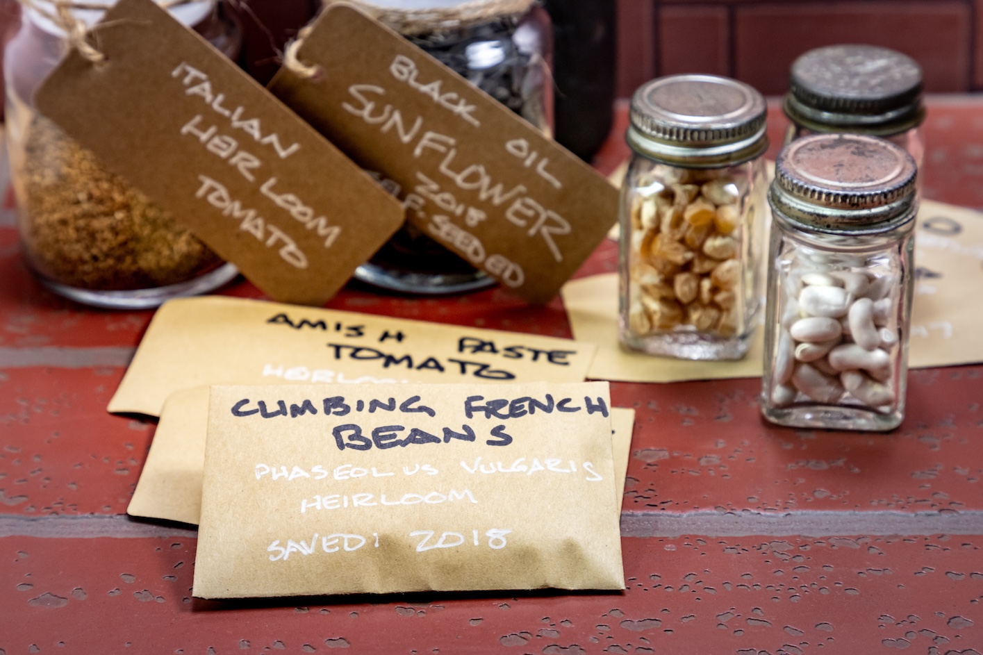 Heirloom Seeds being saved in Glass Jars